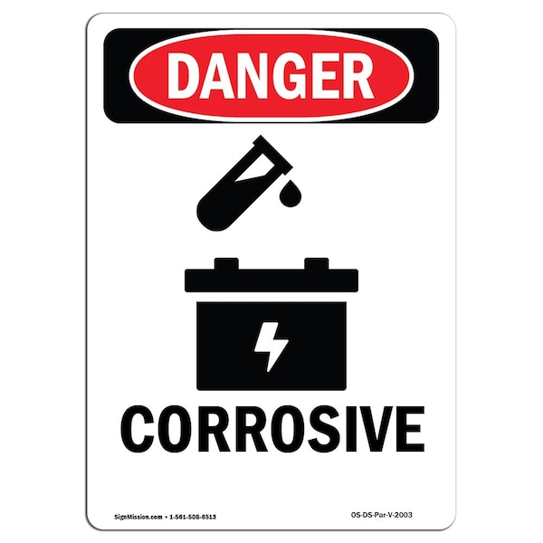 Safety Sign, OSHA Danger, 5" Height, Portrait, D-35-V-2003-10PK